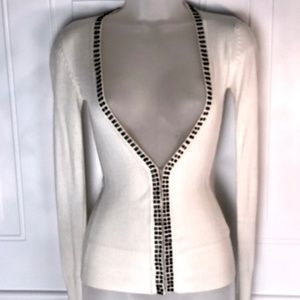 Urban Behavior Cream Cardigan , Trim Studded XS